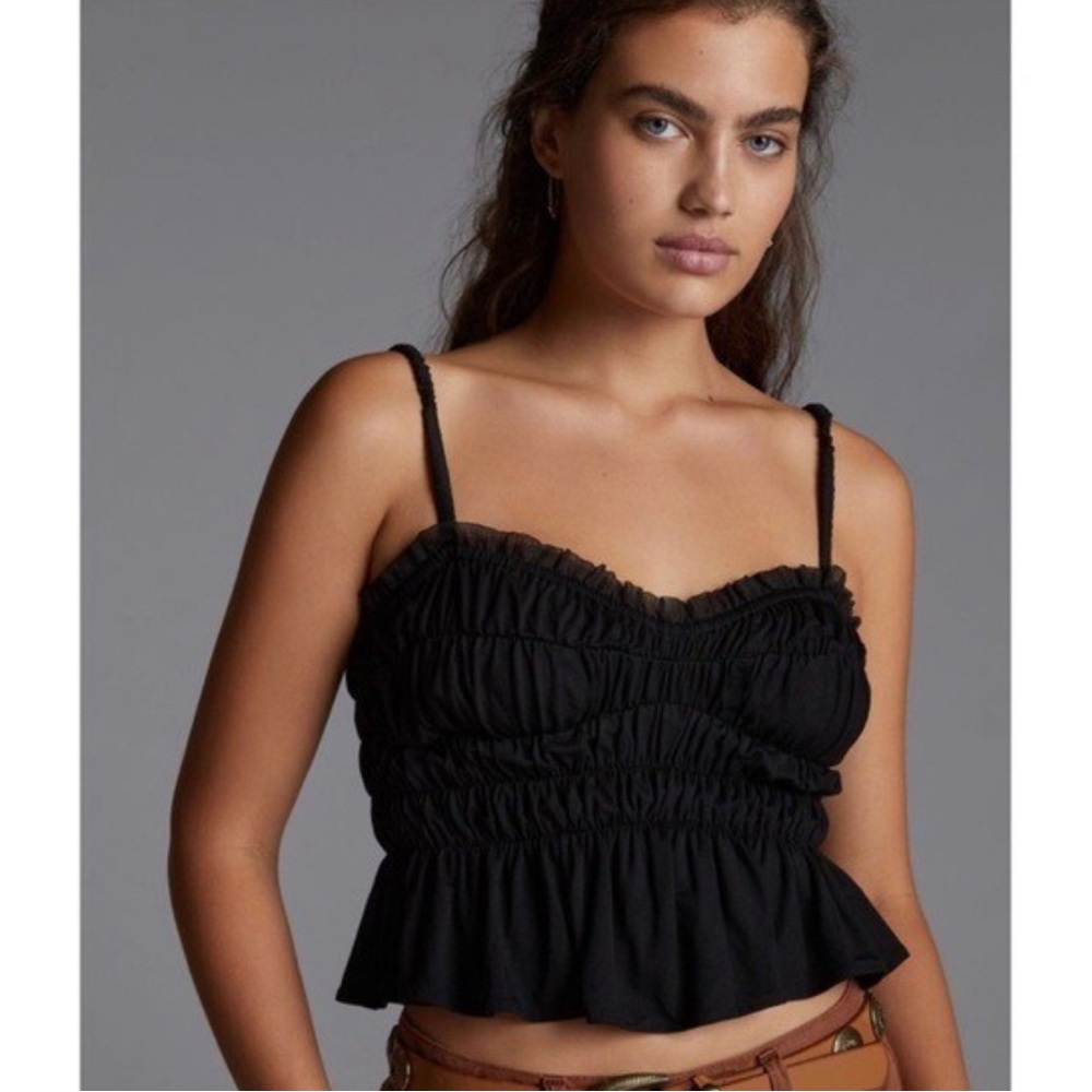 Sunday in Brooklyn Black Ruched Crop Top